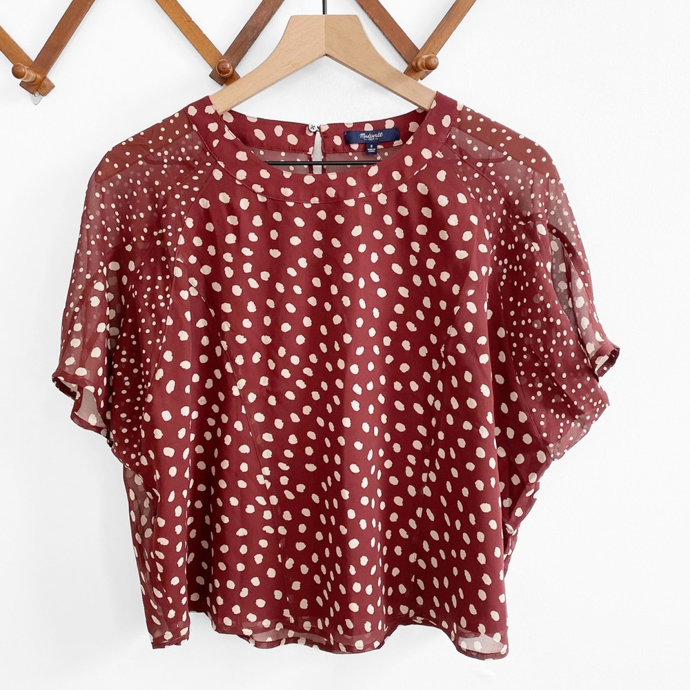 Madewell Burgundy Polka Dot Blouse